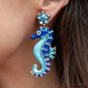 Blue seahorse earrings A780